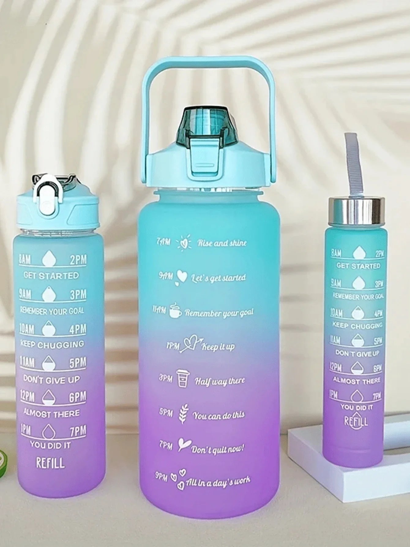 3Pcs Portable, Leak Proof, Gradient Water Bottles Set