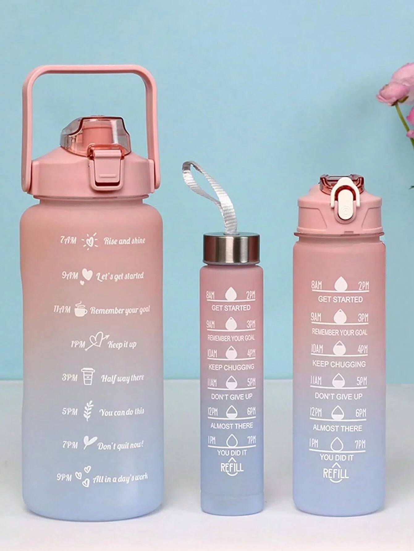 3Pcs Portable, Leak Proof, Gradient Water Bottles Set
