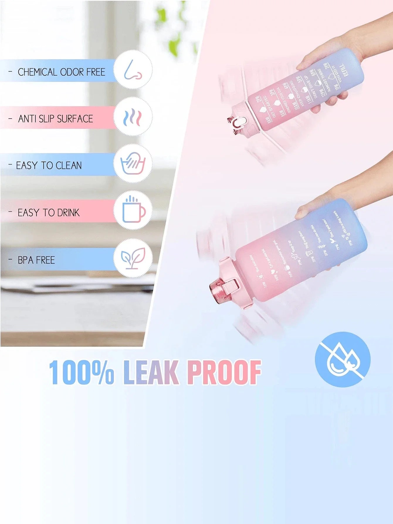 3Pcs Portable, Leak Proof, Gradient Water Bottles Set