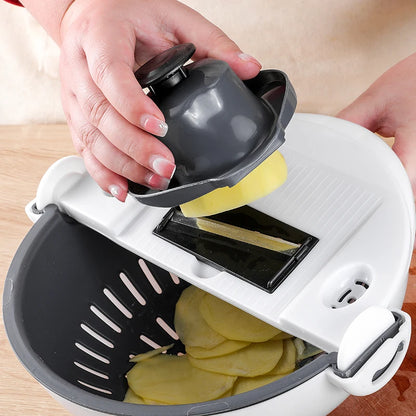 Multifunctional Rotate Vegetable Cutter With Drain Basket