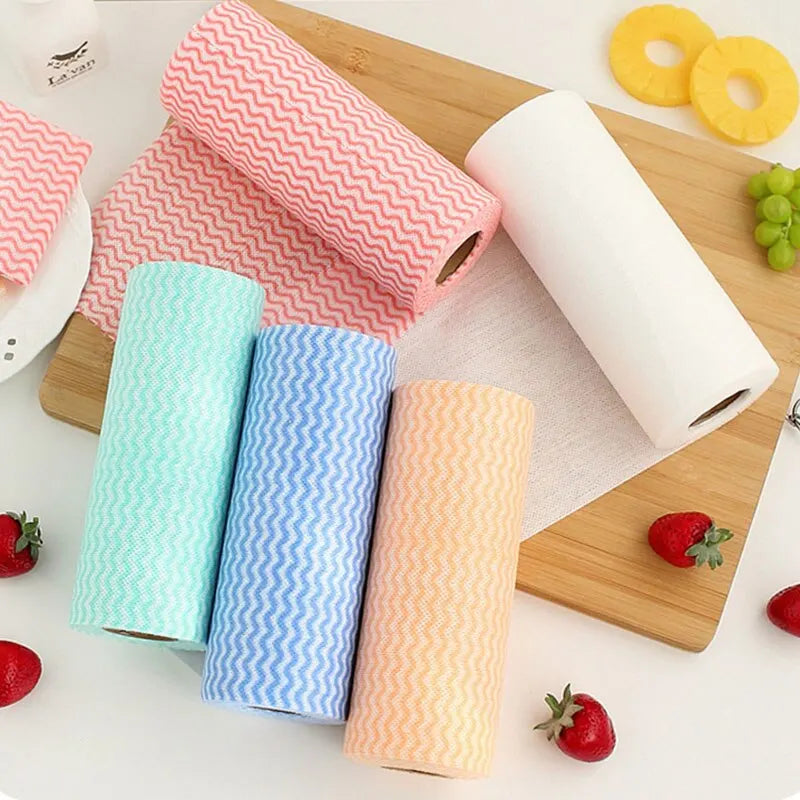 Washable Kitchen Disposable Dishwashing Cloth Roll