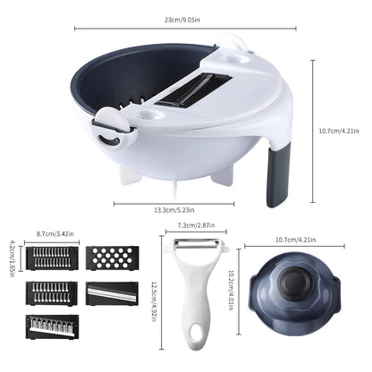 Multifunctional Rotate Vegetable Cutter With Drain Basket